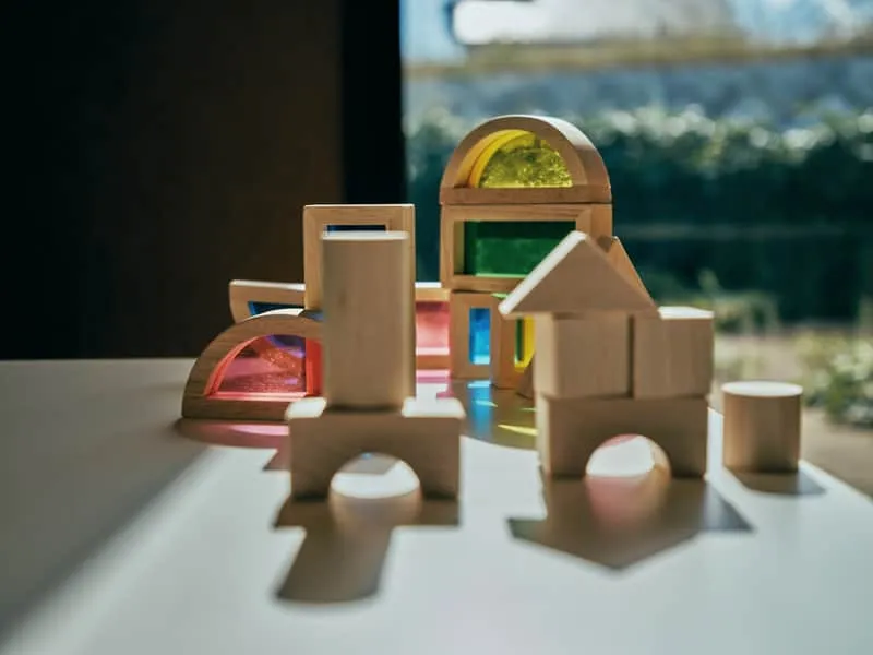 Stained-glass wooden building blocks